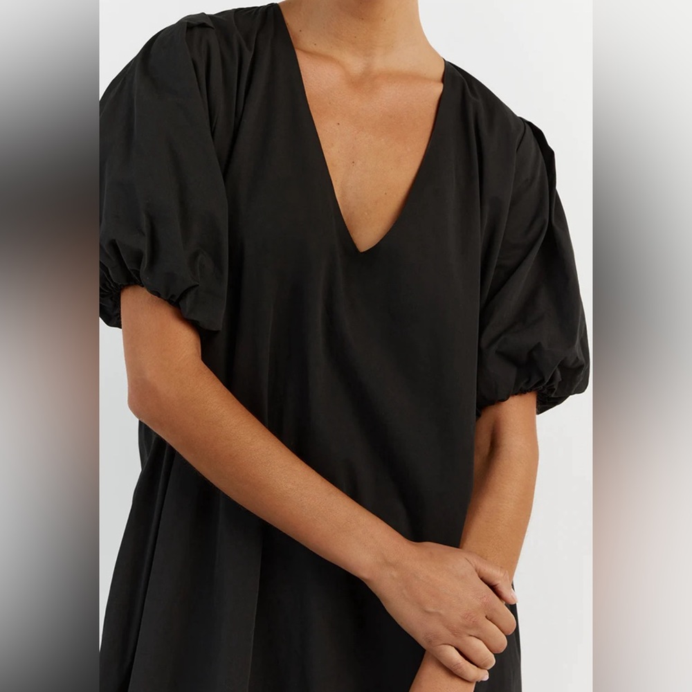 DISSH Skylar Puff Sleeve 100% Cotton Side Slit Dress